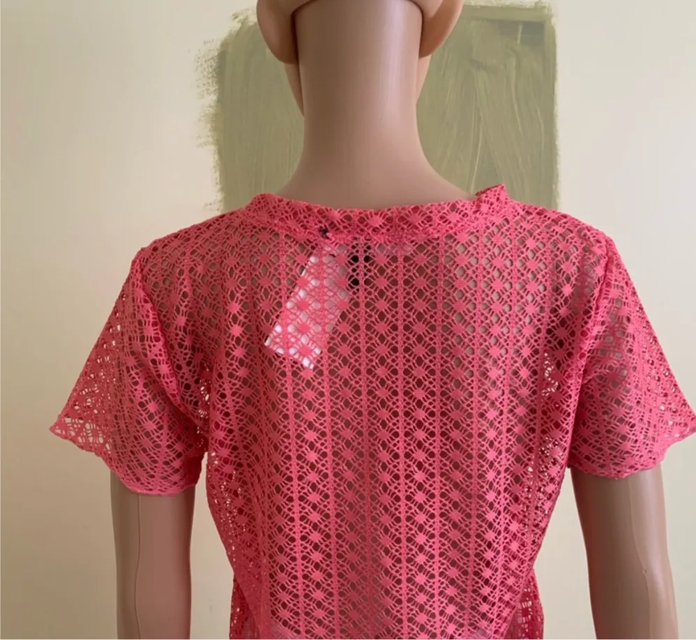 - Neon Crochet Net Crop Top