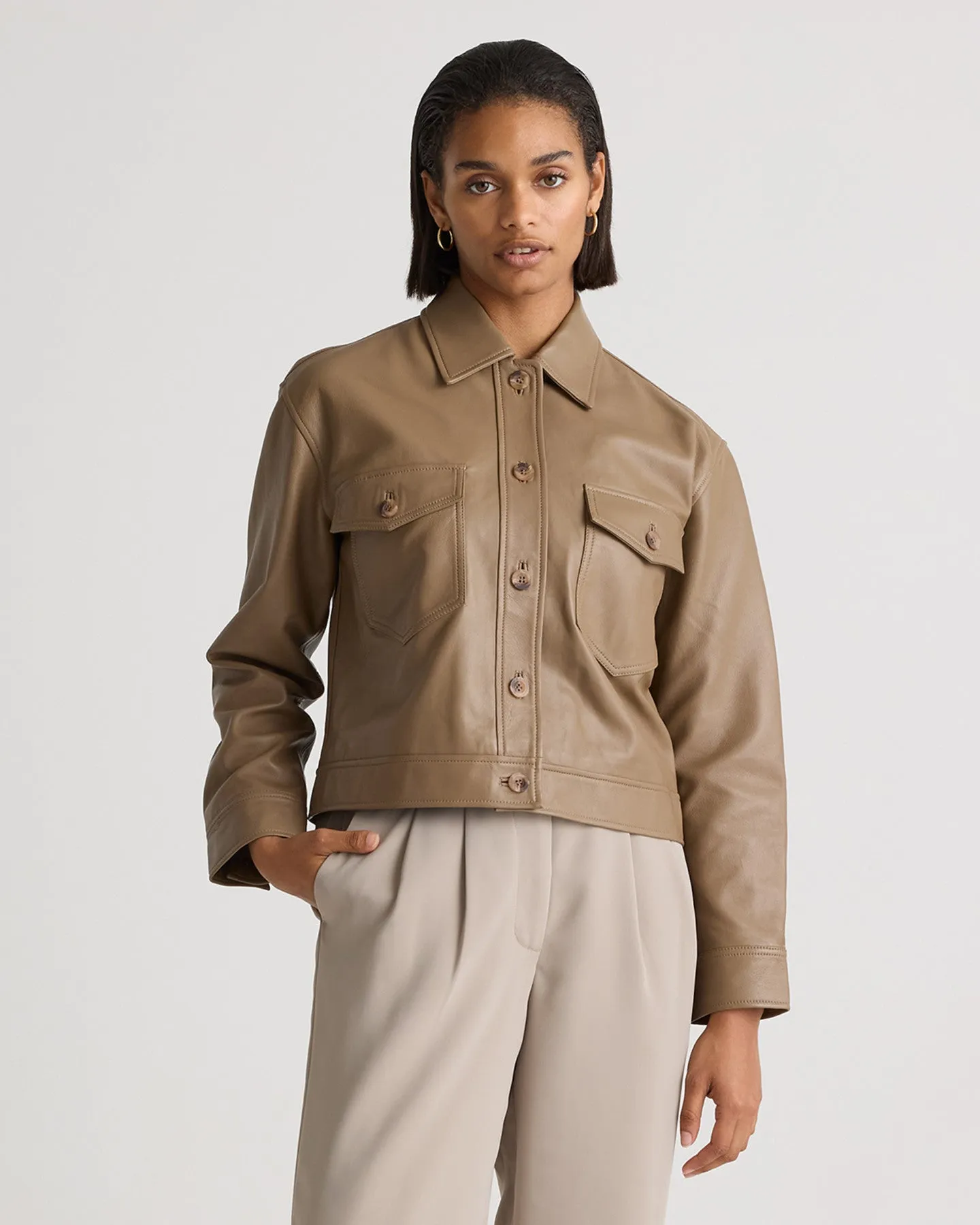 100% Leather Cropped Jacket