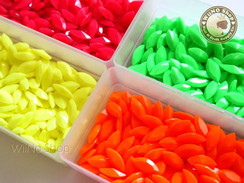 15 x 7mm Neon Navette Marquise 3D Point Back Acrylic Rhinestone - 8 pcs (choice of 4 colors)