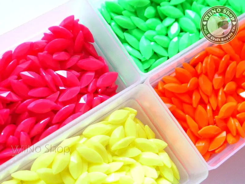 15 x 7mm Neon Navette Marquise 3D Point Back Acrylic Rhinestone - 8 pcs (choice of 4 colors)