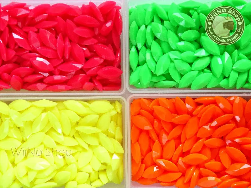15 x 7mm Neon Navette Marquise 3D Point Back Acrylic Rhinestone - 8 pcs (choice of 4 colors)