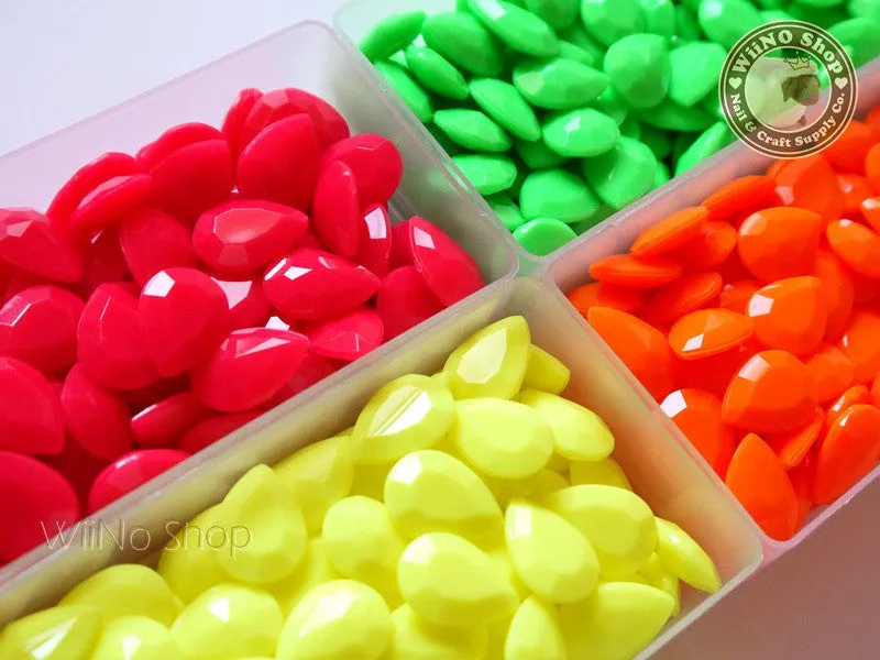 18 x 13mm Neon Drop 3D Point Back Acrylic Rhinestone - 4 pcs (choice of 4 colors)