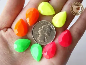 18 x 13mm Neon Drop 3D Point Back Acrylic Rhinestone - 4 pcs (choice of 4 colors)