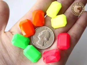 18 x 13mm Neon Octagon 3D Point Back Acrylic Rhinestone - 4 pcs (choice of 4 colors)