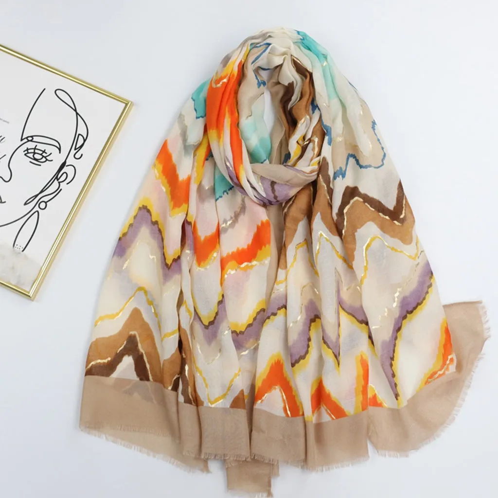 230320 Hot stamping karst printed scarf