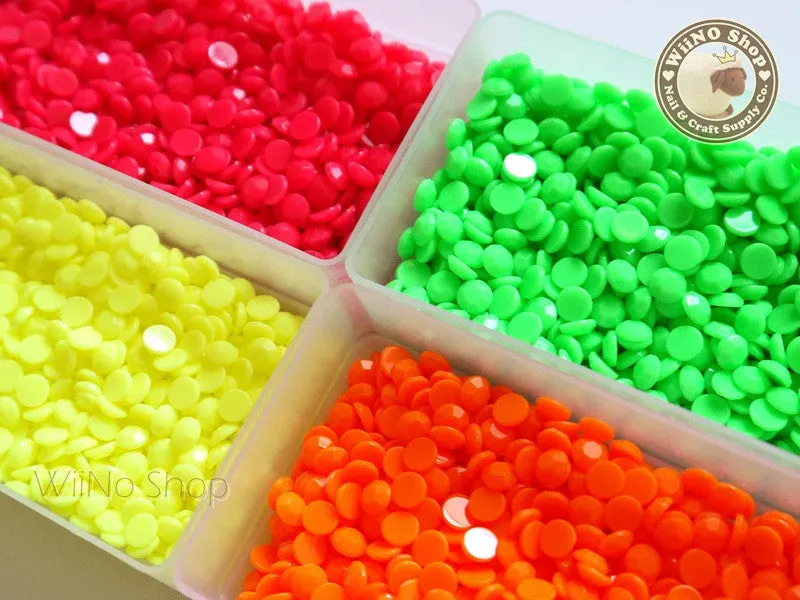 6mm Neon Round Flat Back Acrylic Rhinestone - 100 pcs