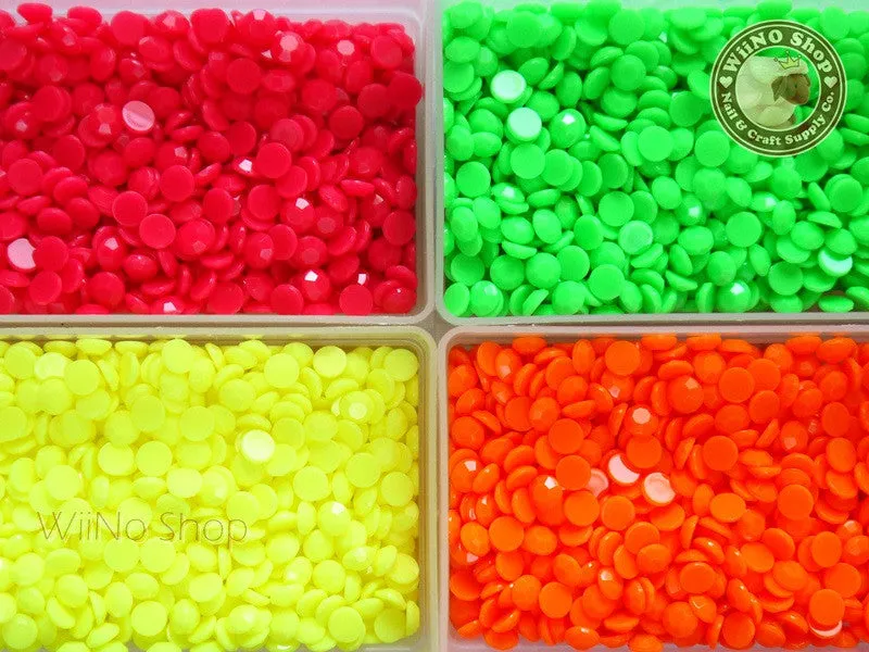 6mm Neon Round Flat Back Acrylic Rhinestone - 100 pcs
