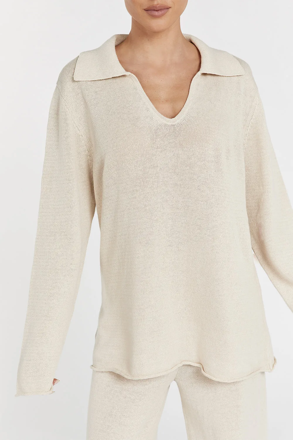 ALDER NATURAL LONG SLEEVE KNIT TOP