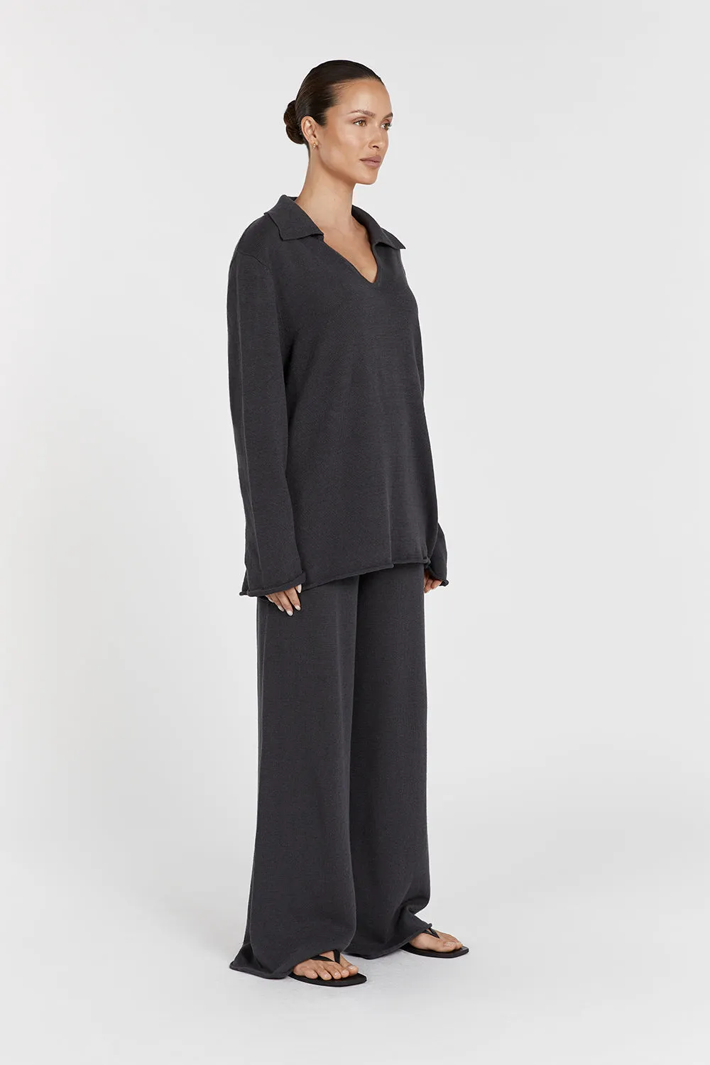 ALDER SLATE LONG SLEEVE KNIT TOP