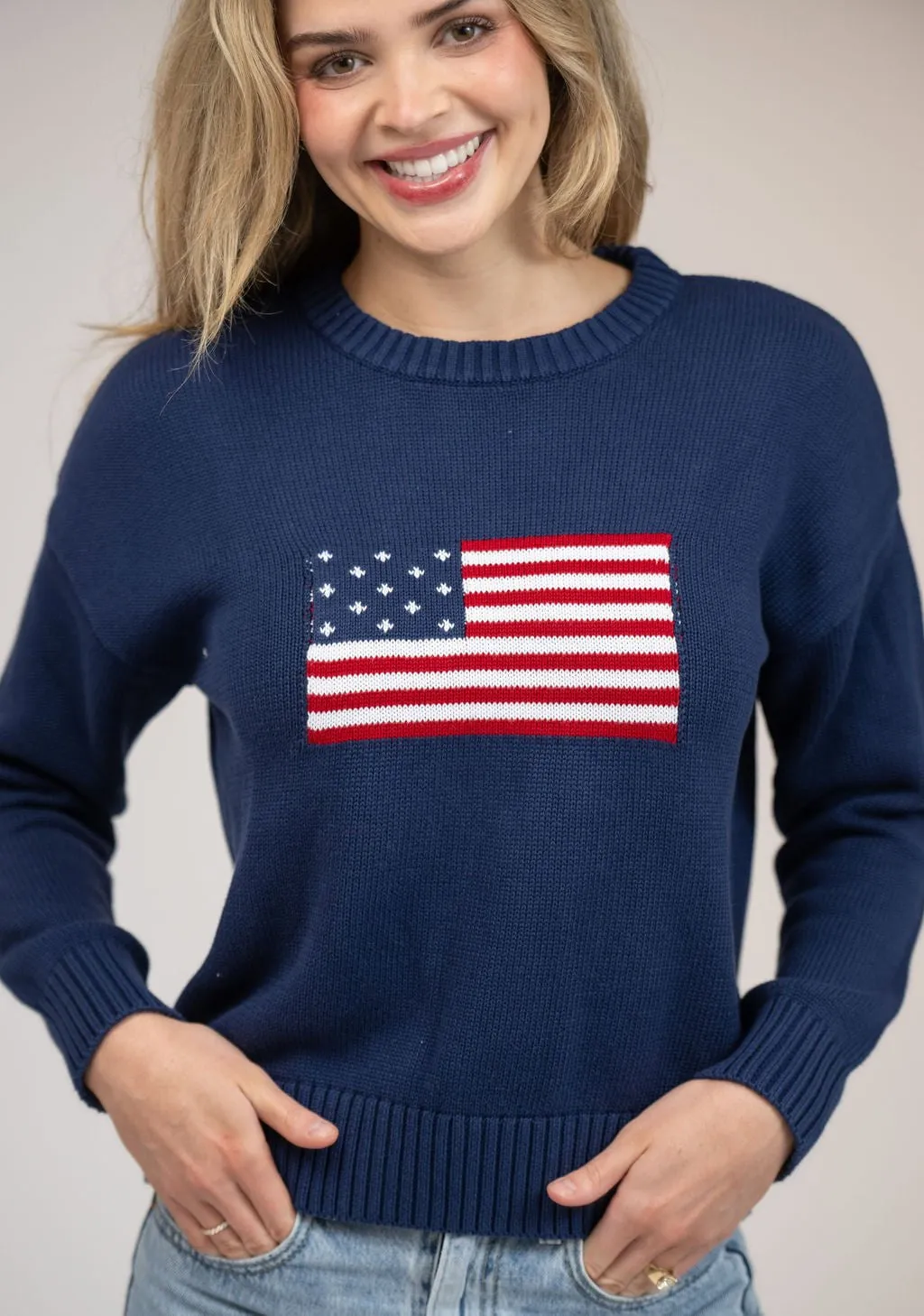 American Flag Sweater in Navy