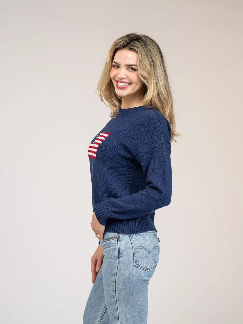 American Flag Sweater in Navy