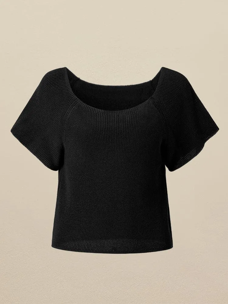 Amoretu Linen & Lyocell Square Neck Casual Basic Top