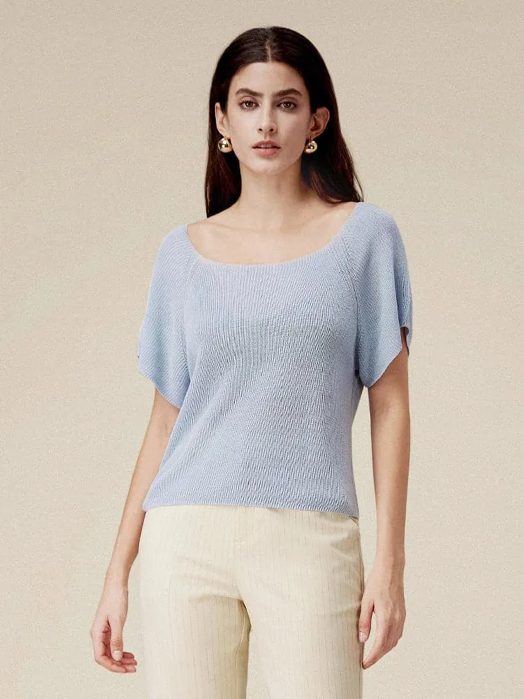 Amoretu Linen & Lyocell Square Neck Casual Basic Top