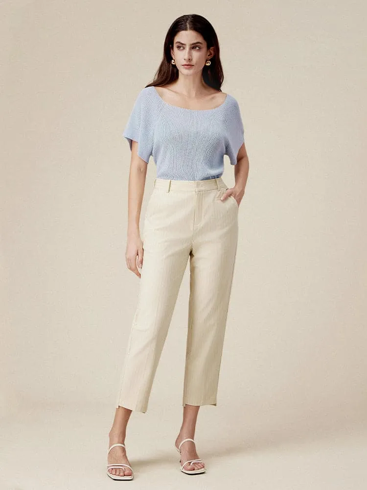 Amoretu Linen & Lyocell Square Neck Casual Basic Top
