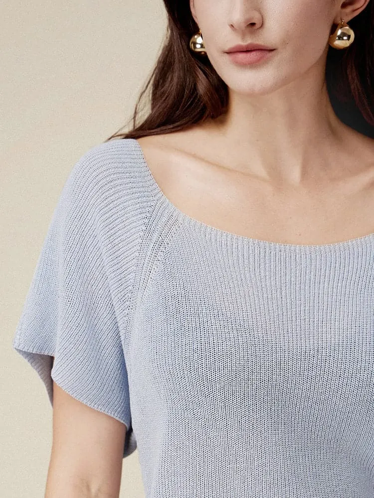 Amoretu Linen & Lyocell Square Neck Casual Basic Top
