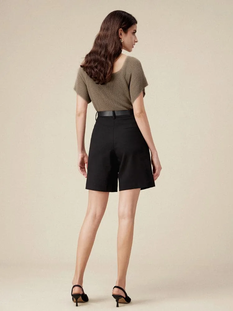 Amoretu Linen & Lyocell Square Neck Casual Basic Top
