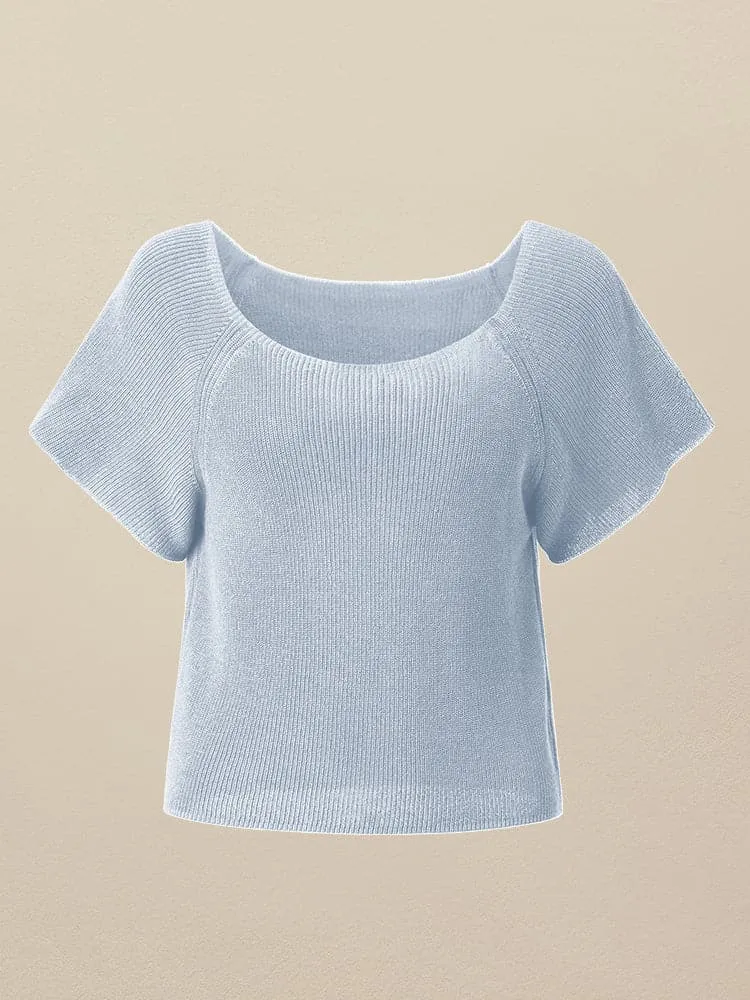 Amoretu Linen & Lyocell Square Neck Casual Basic Top