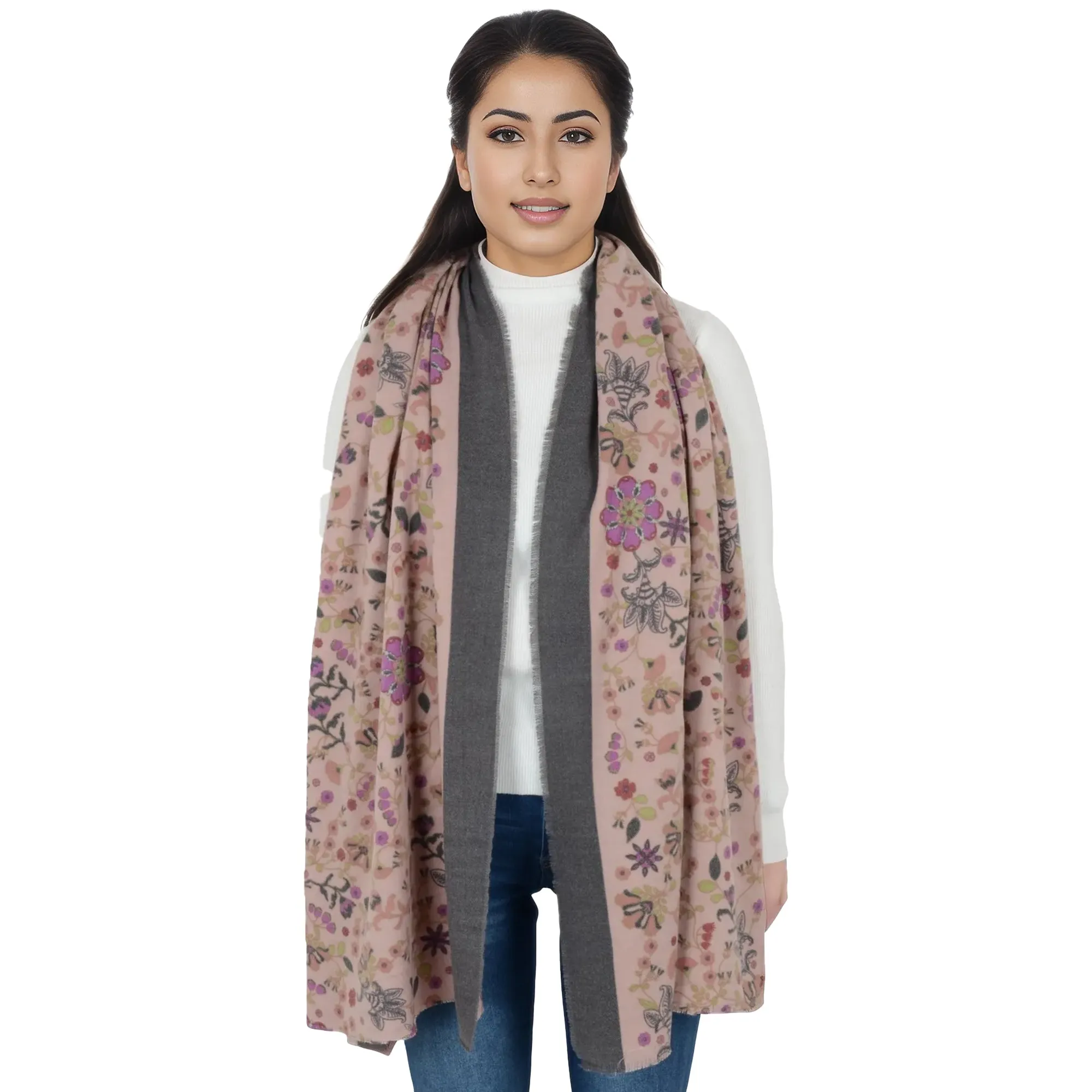 Anna-Kaci Floral Print Scarf Soft Cashmere Feel Shawl Wrap Winter Scarves for Women 74.8 x 25.6 inch