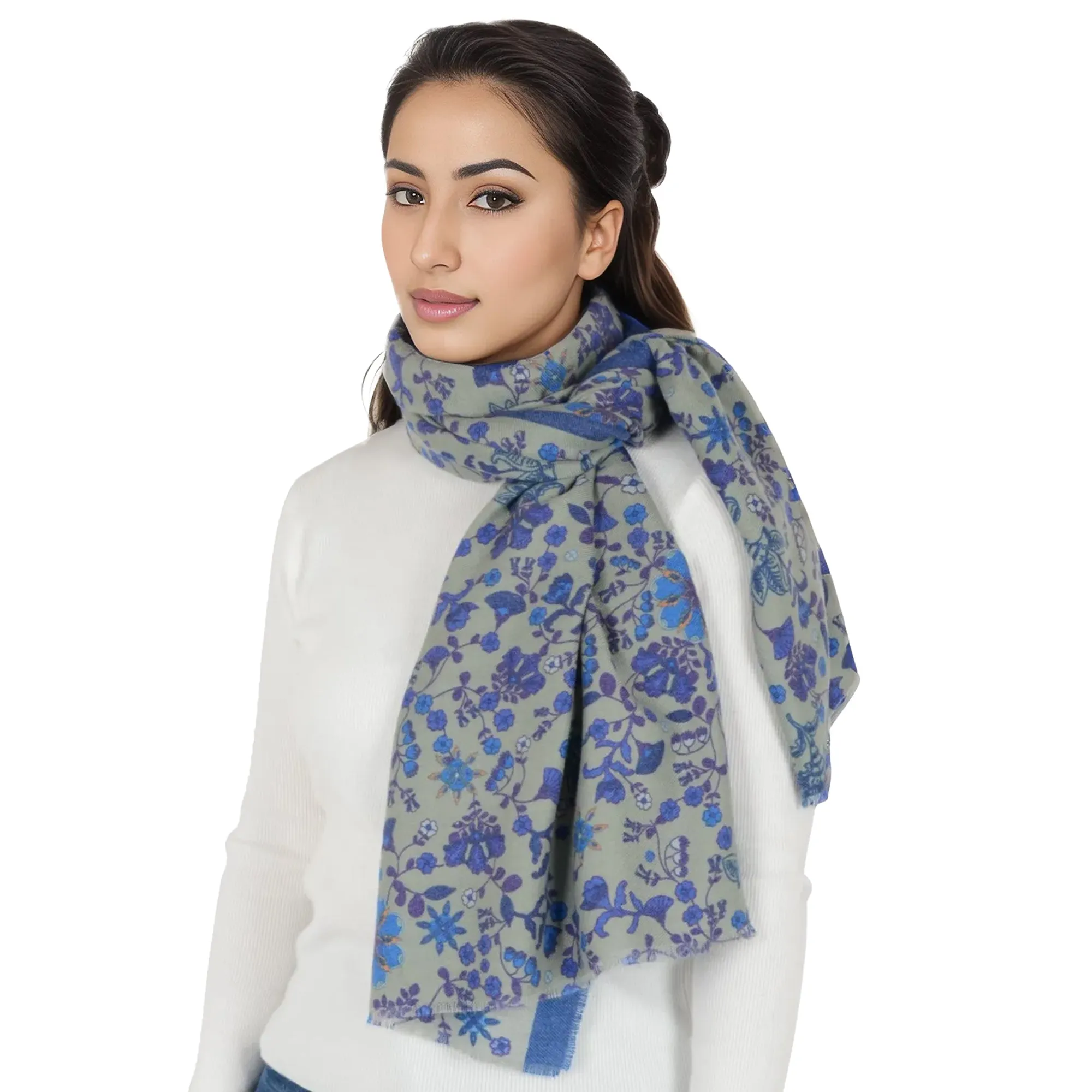 Anna-Kaci Floral Print Scarf Soft Cashmere Feel Shawl Wrap Winter Scarves for Women 74.8 x 25.6 inch
