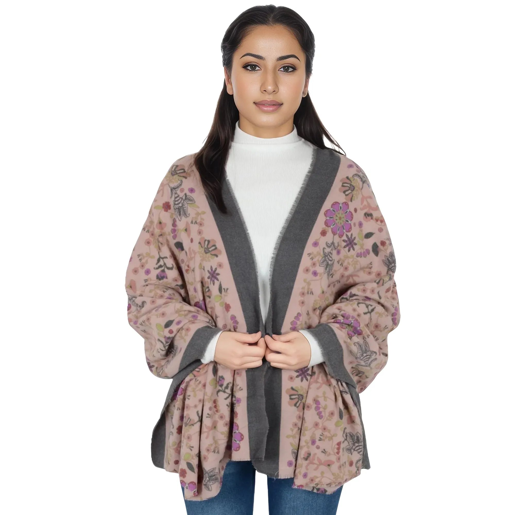 Anna-Kaci Floral Print Scarf Soft Cashmere Feel Shawl Wrap Winter Scarves for Women 74.8 x 25.6 inch