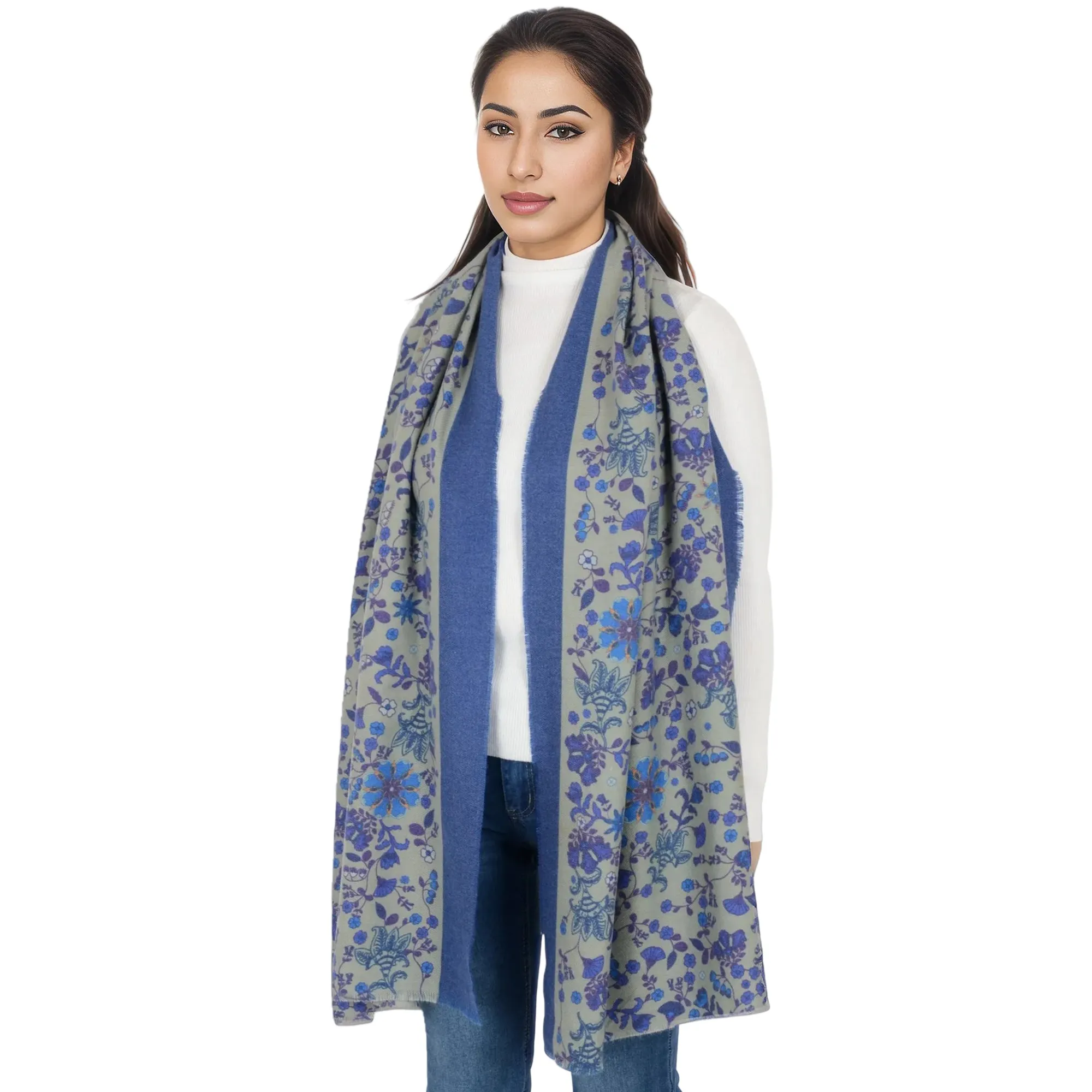 Anna-Kaci Floral Print Scarf Soft Cashmere Feel Shawl Wrap Winter Scarves for Women 74.8 x 25.6 inch