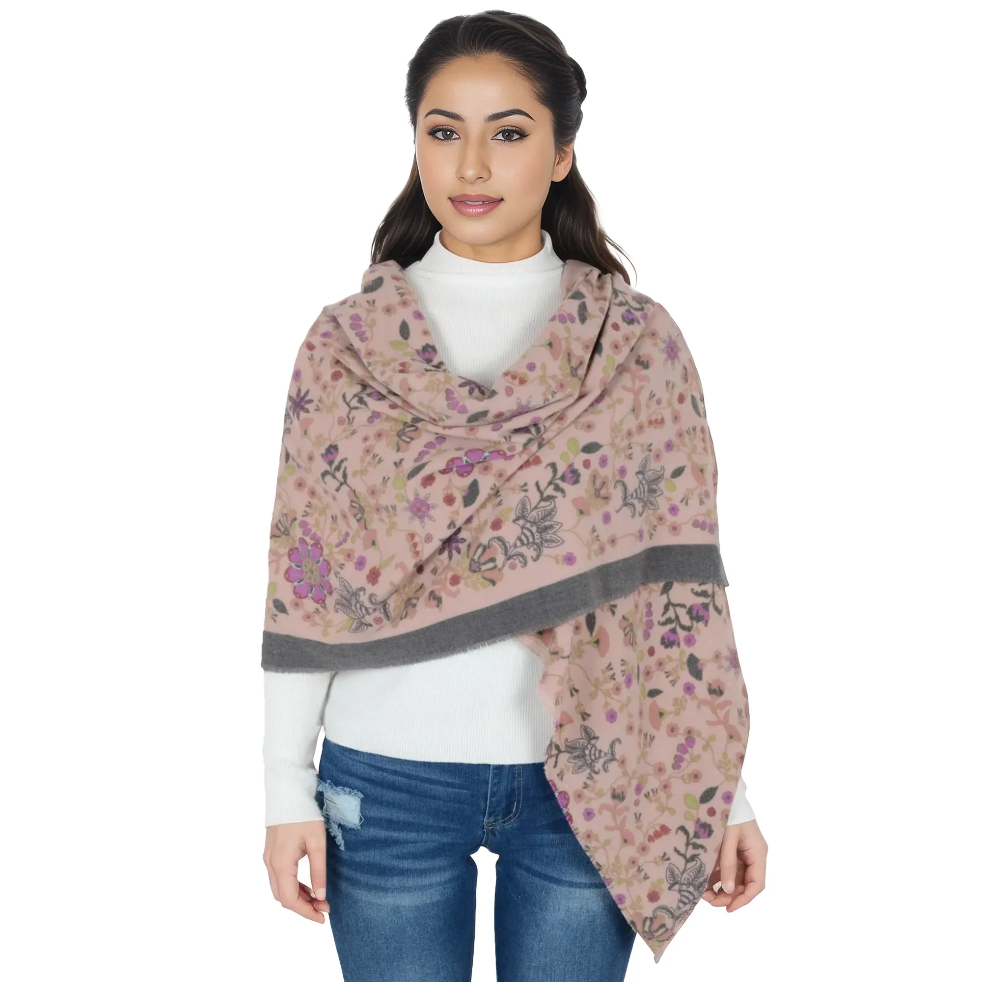 Anna-Kaci Floral Print Scarf Soft Cashmere Feel Shawl Wrap Winter Scarves for Women 74.8 x 25.6 inch