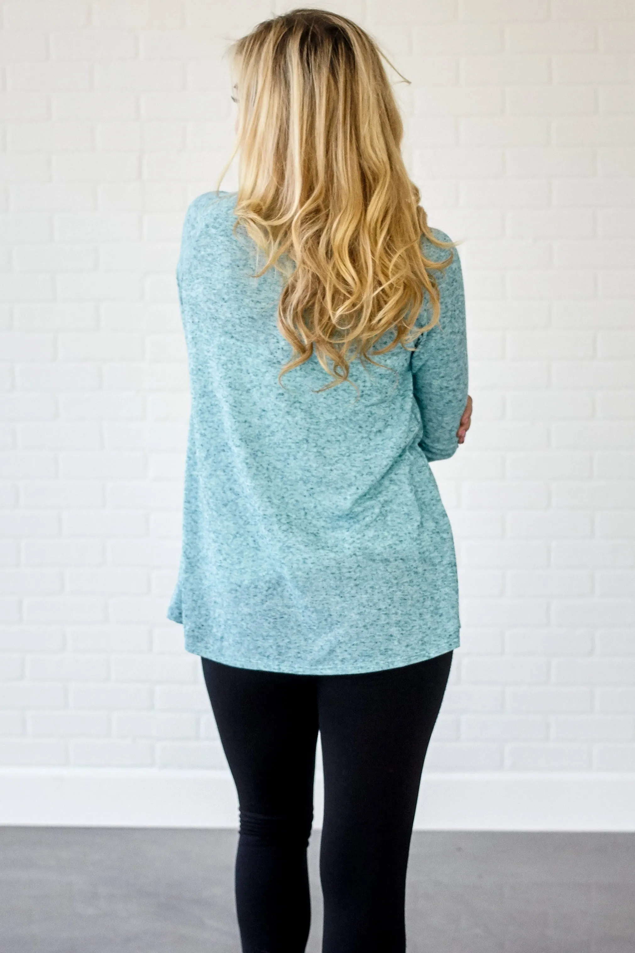 Aqua Heathered Knit Top