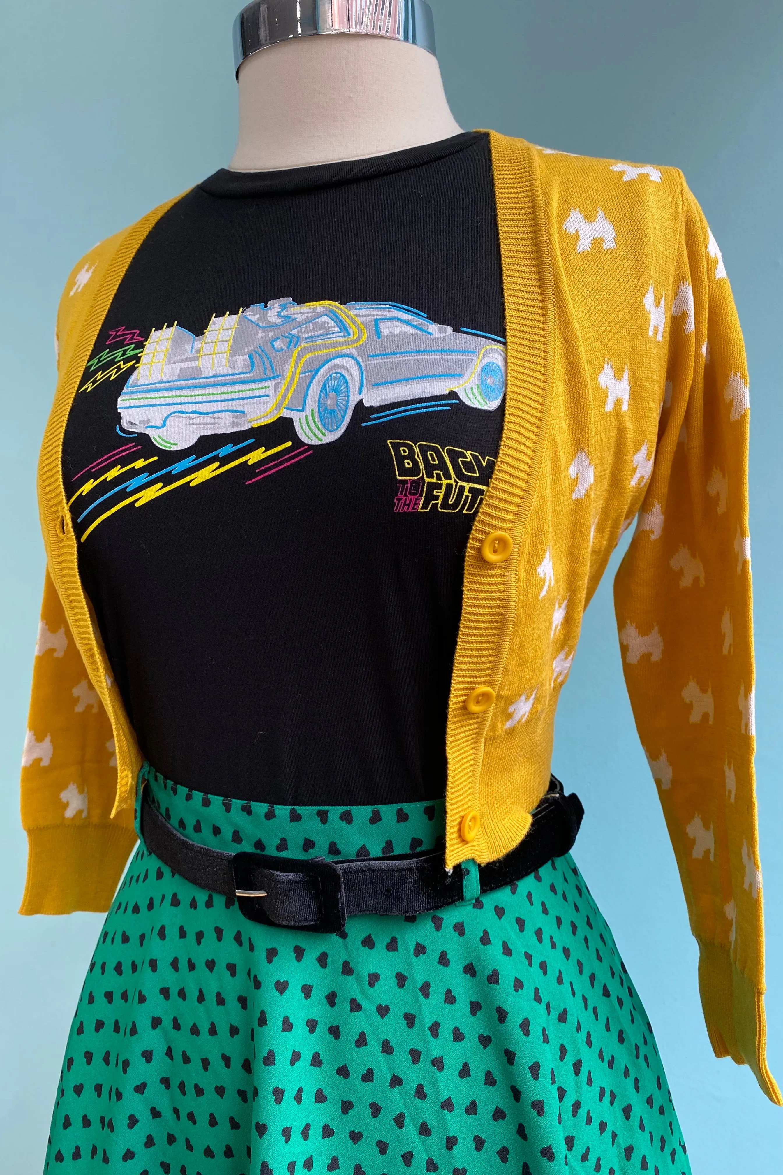 Back to the Future Neon Car Fitted T-Shirt Top by Unique Vintage