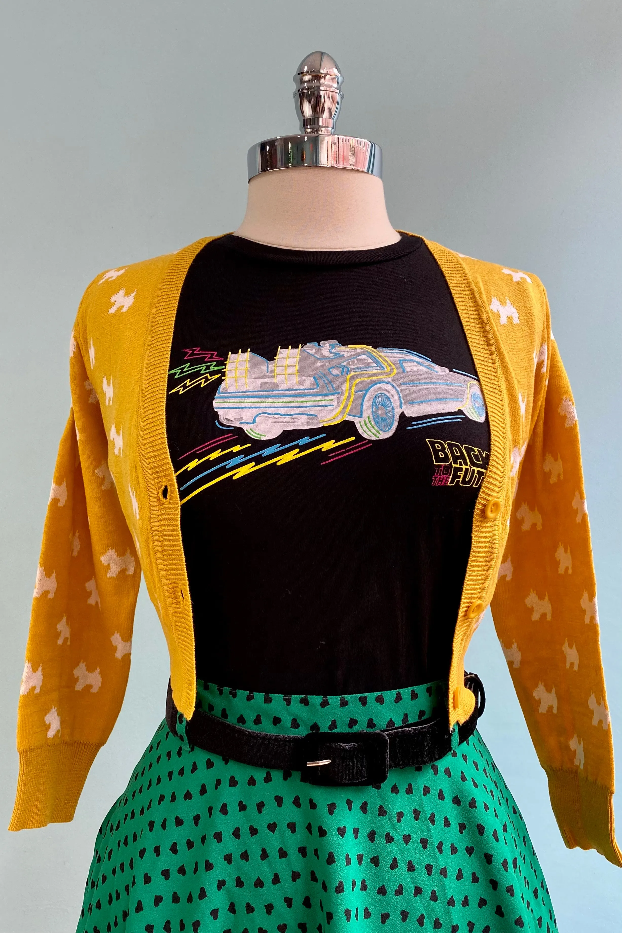 Back to the Future Neon Car Fitted T-Shirt Top by Unique Vintage