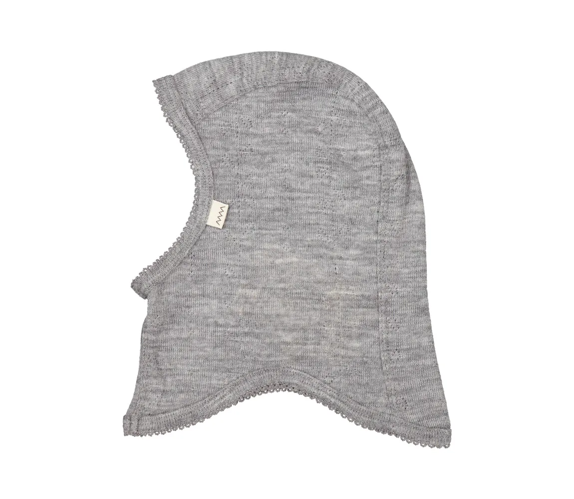 Balaclava, Wool Pointelle Hat - Grey Melange