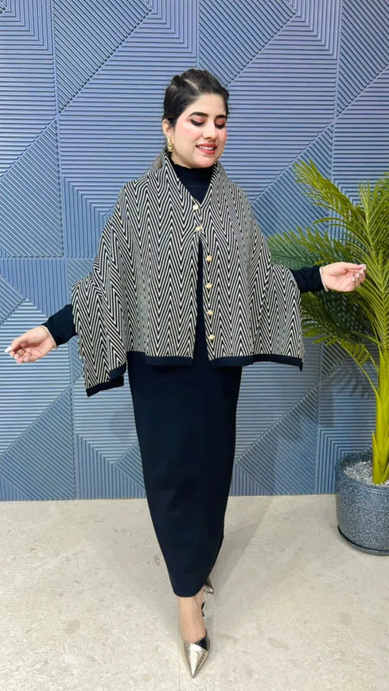 Beautiful Premium Cape Dress - Heavy Quality Stretchable Imported Fabric GGR835