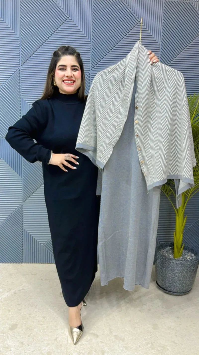 Beautiful Premium Cape Dress - Heavy Quality Stretchable Imported Fabric GGR835