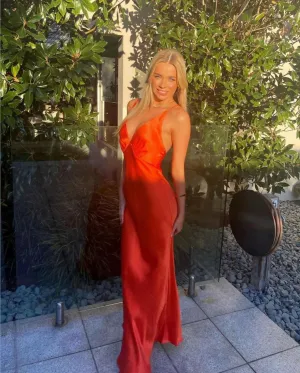 Bec & Bridge Lorelai V Maxi Dress in Fire Red Size AU 8