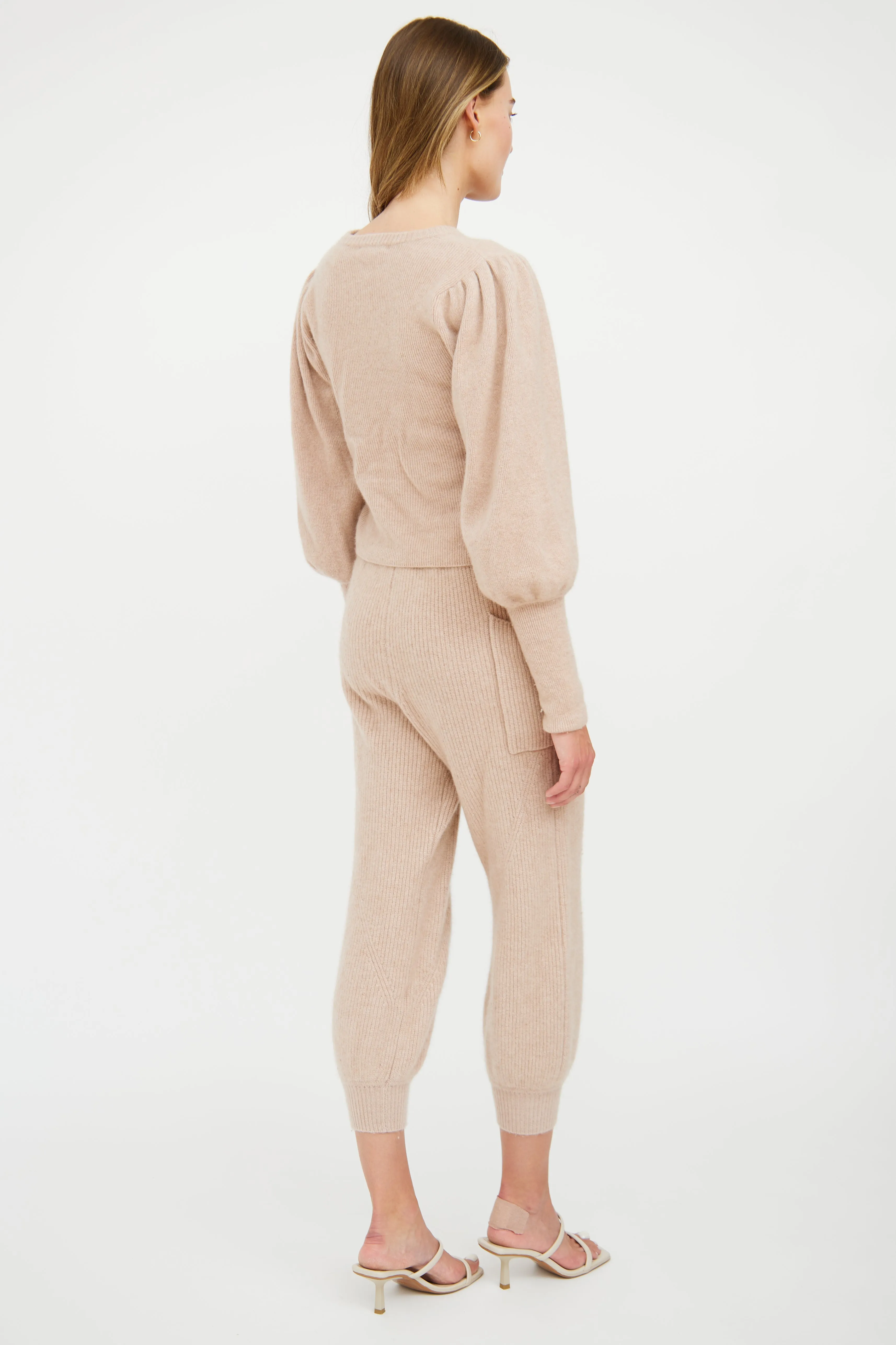 Beige Cashmere Knit Co-Ord Set