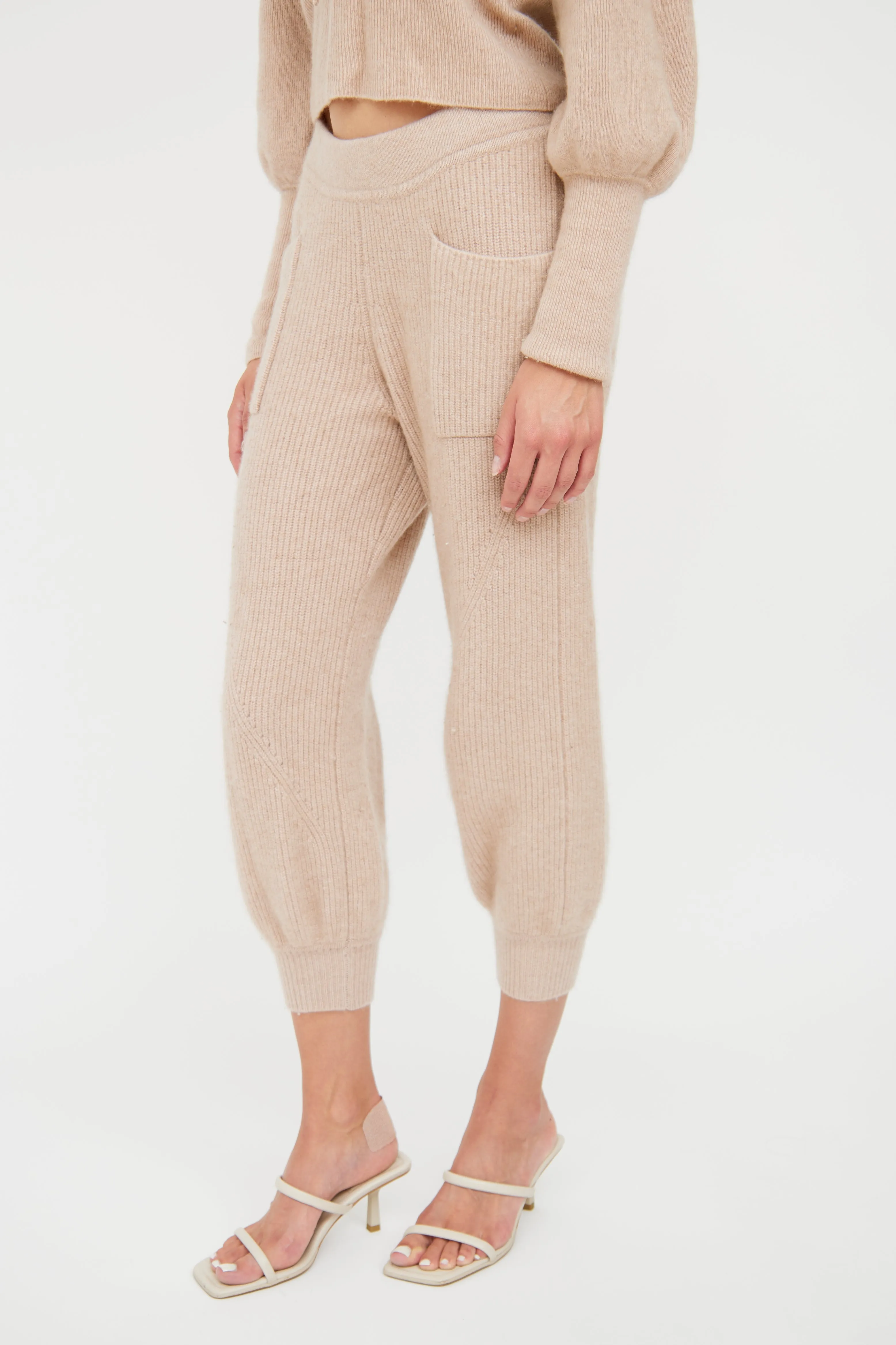 Beige Cashmere Knit Co-Ord Set