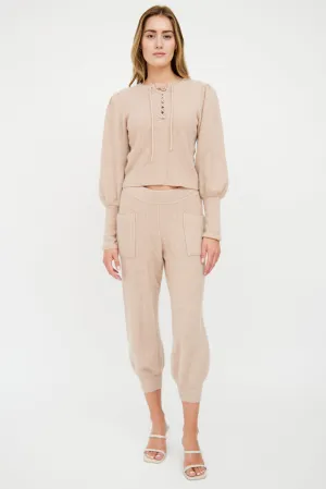 Beige Cashmere Knit Co-Ord Set