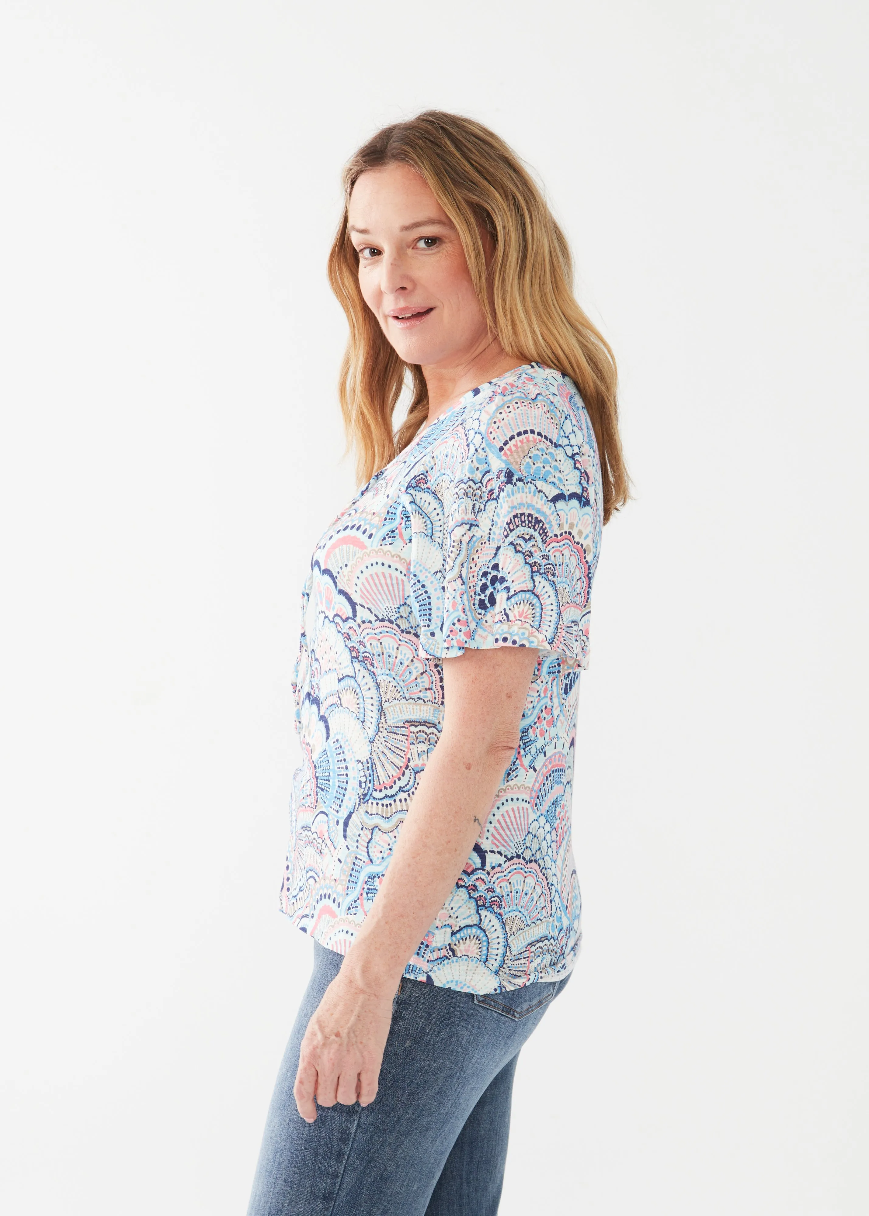 Bell Sleeve Space Dye Knit Top