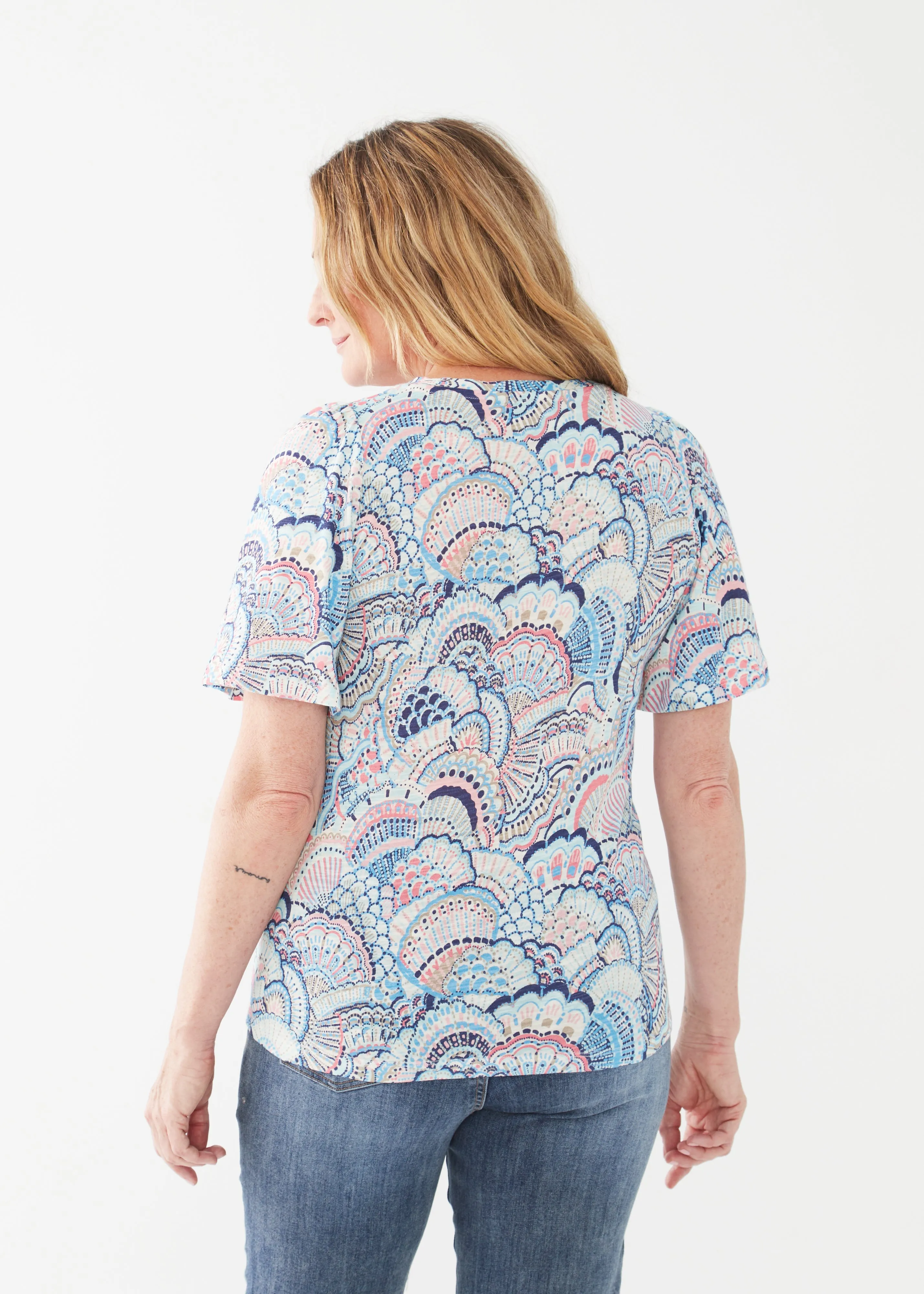 Bell Sleeve Space Dye Knit Top