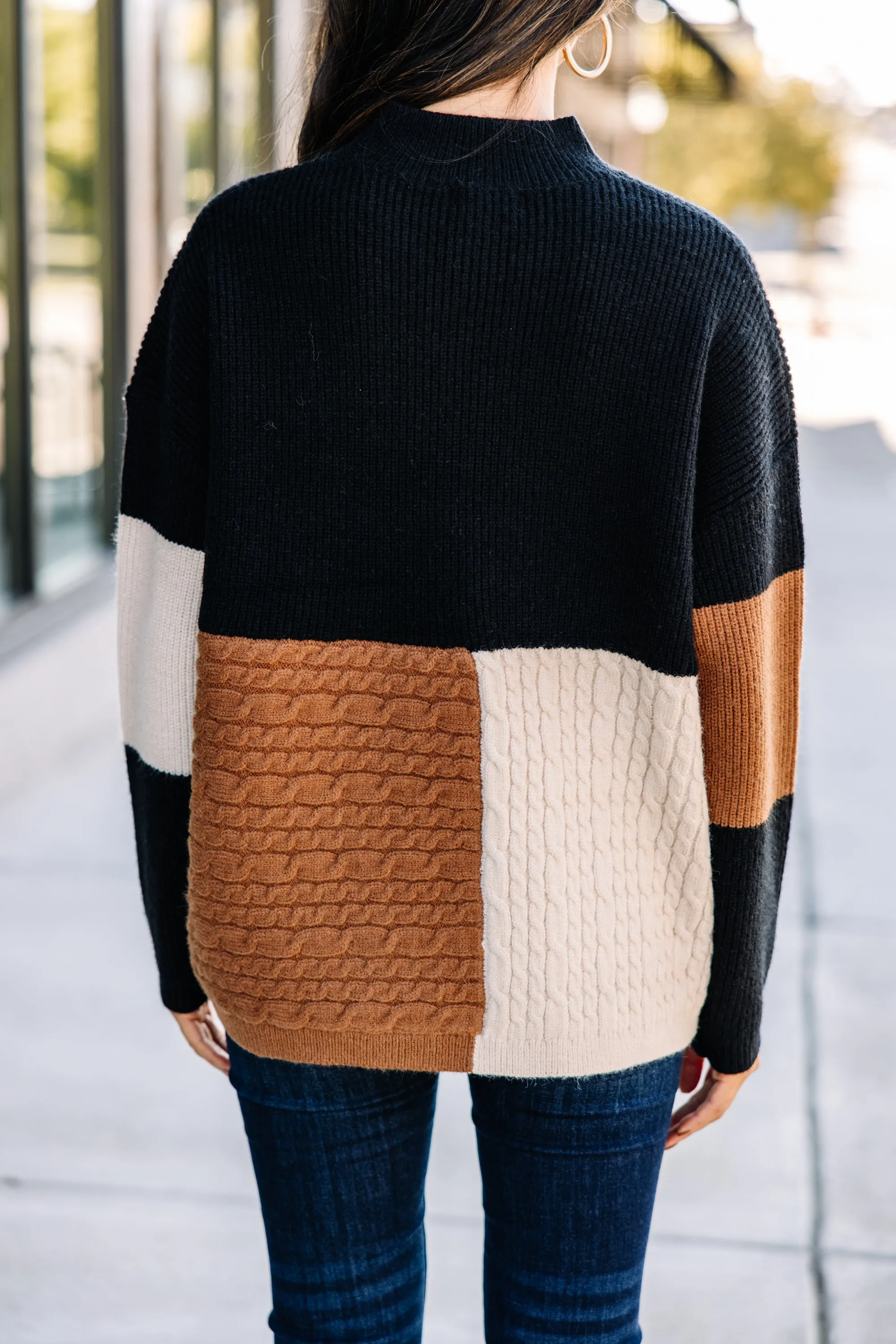 Better Than Before Black Colorblock Sweater