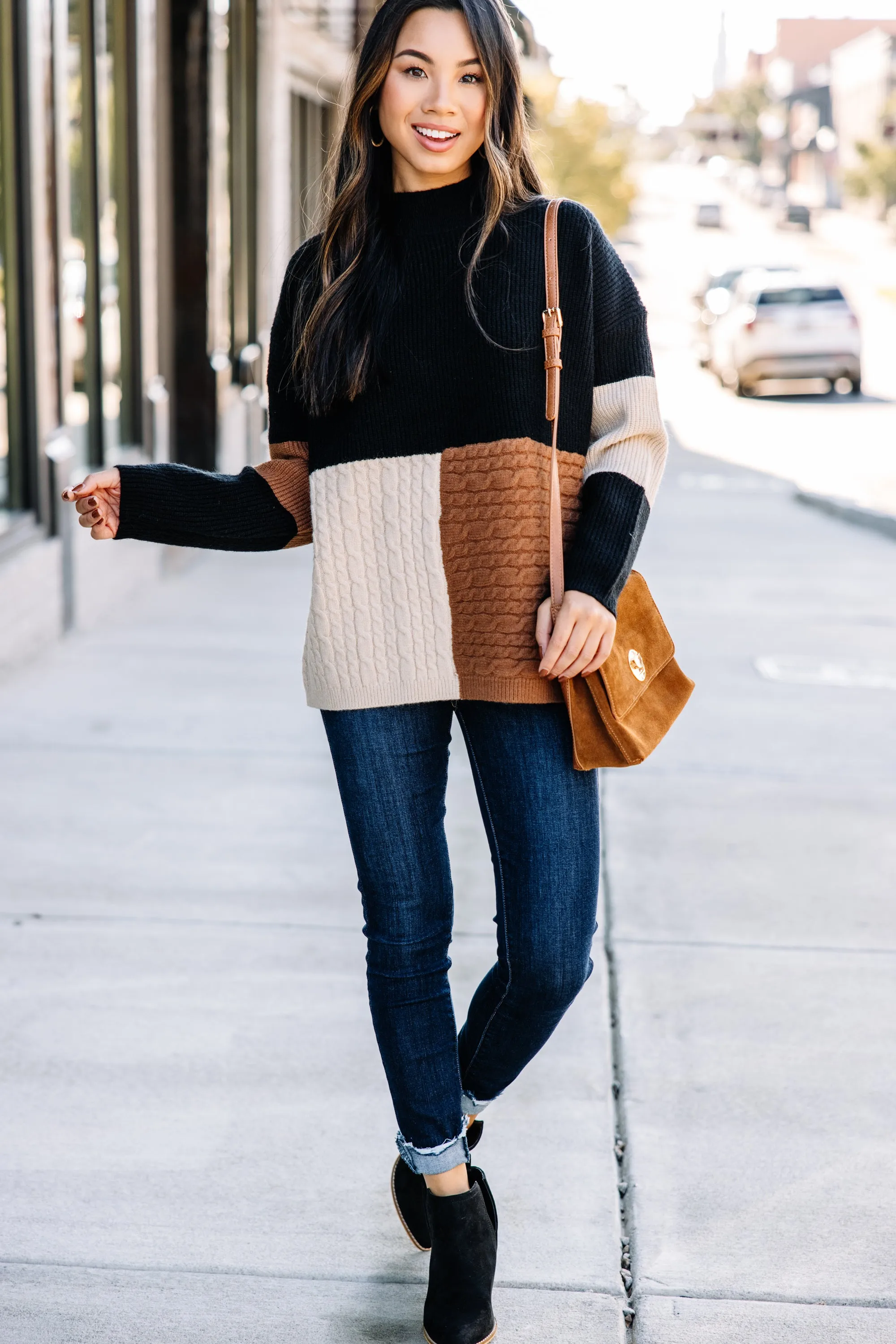 Better Than Before Black Colorblock Sweater