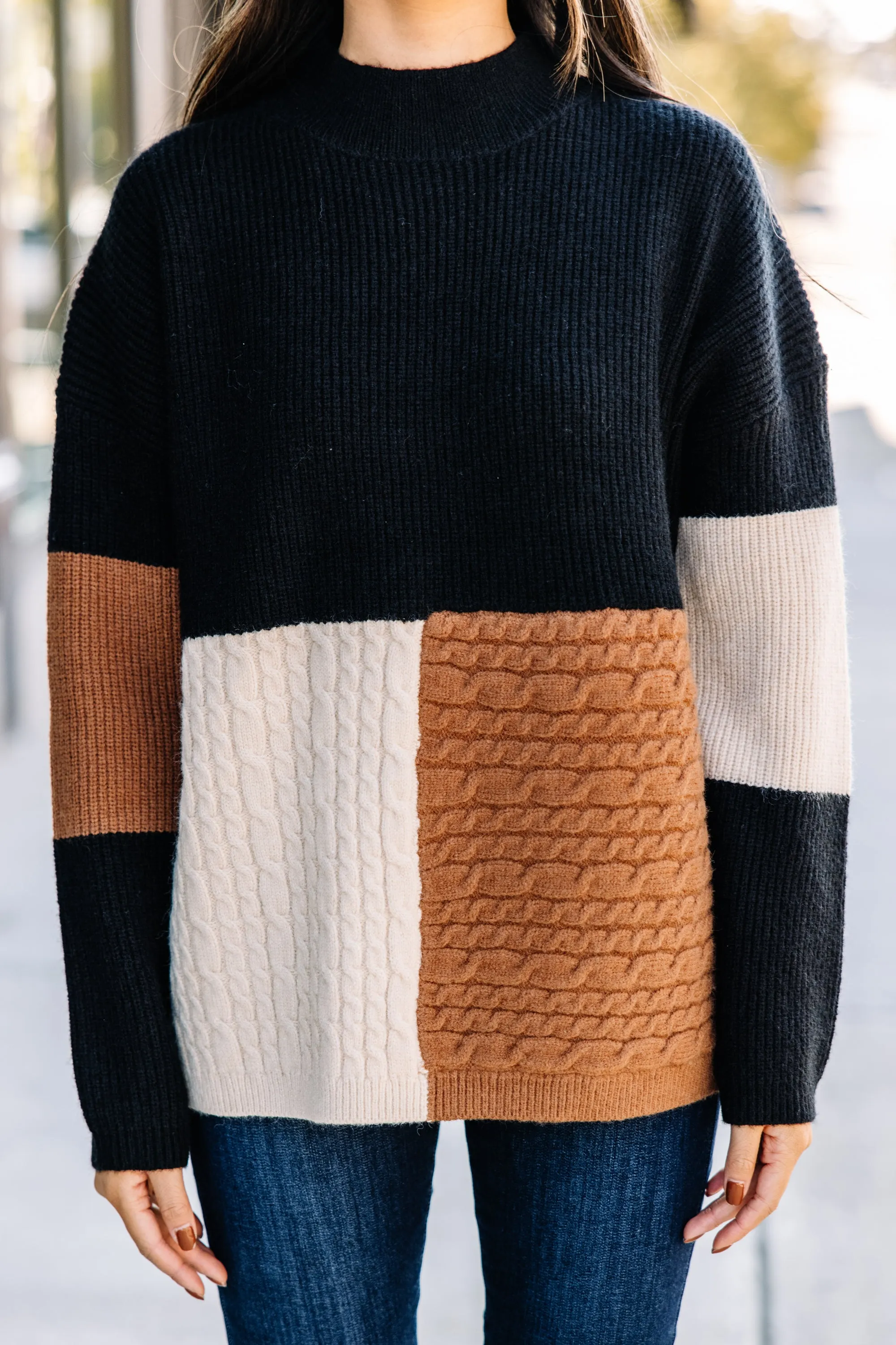 Better Than Before Black Colorblock Sweater