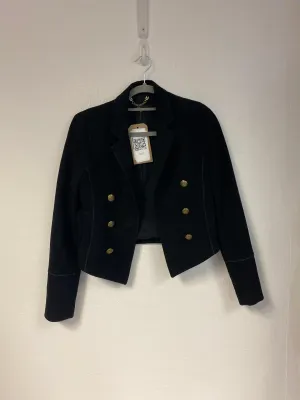 Black cropped army style blazer, Next, Size 10 (Viscose, Polyester, Elastane)