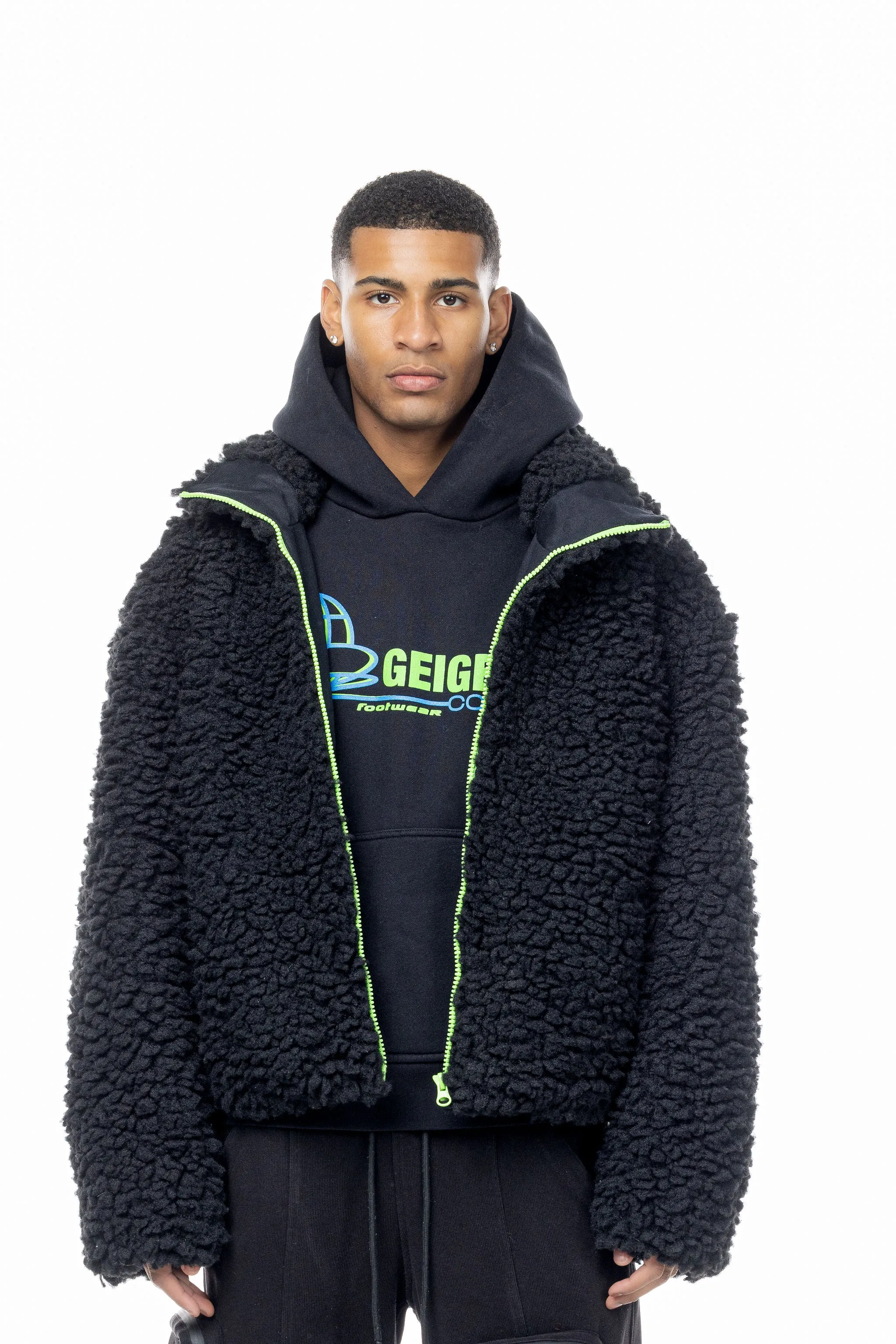 Black 'Sherpa' Oversized Jacket