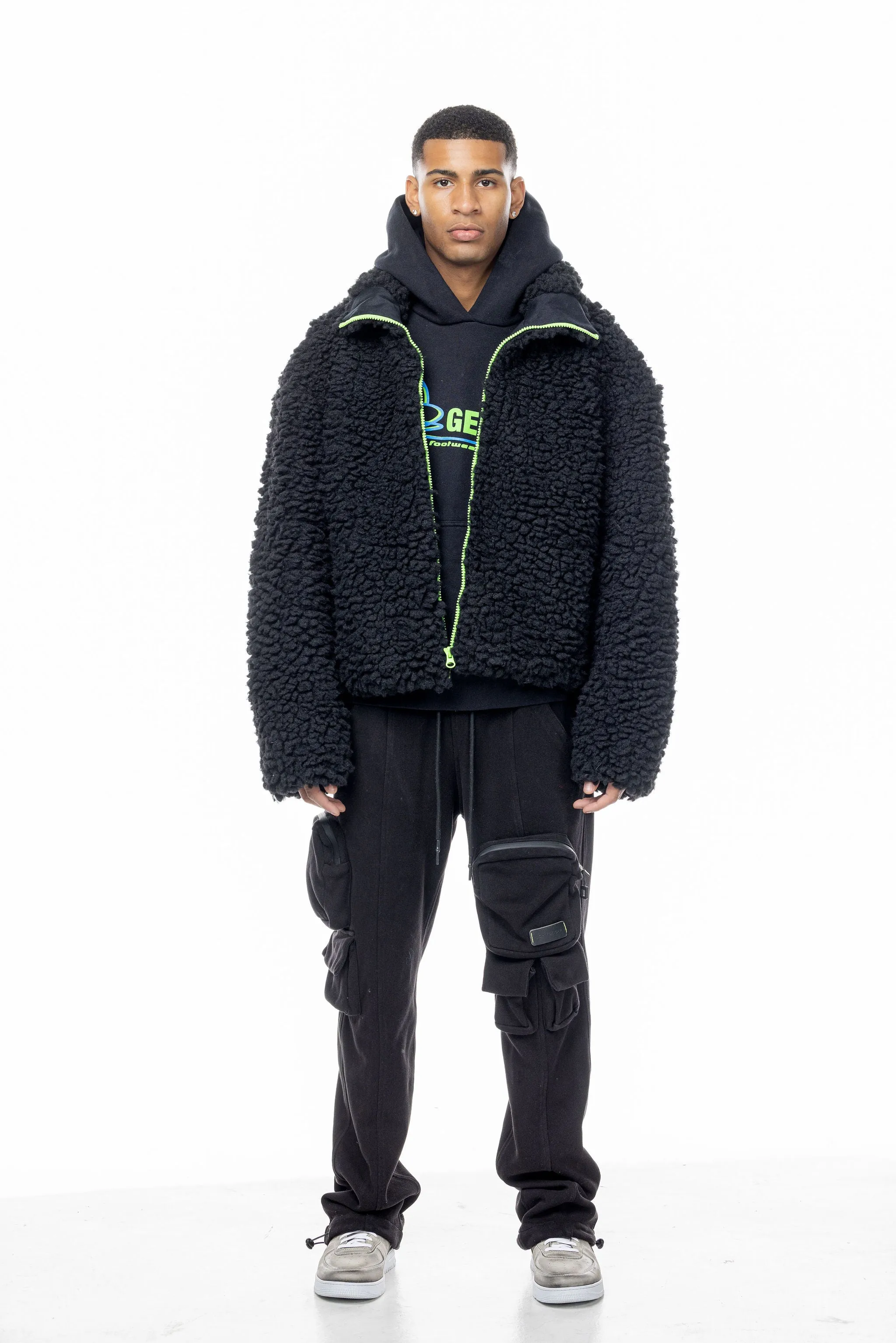 Black 'Sherpa' Oversized Jacket