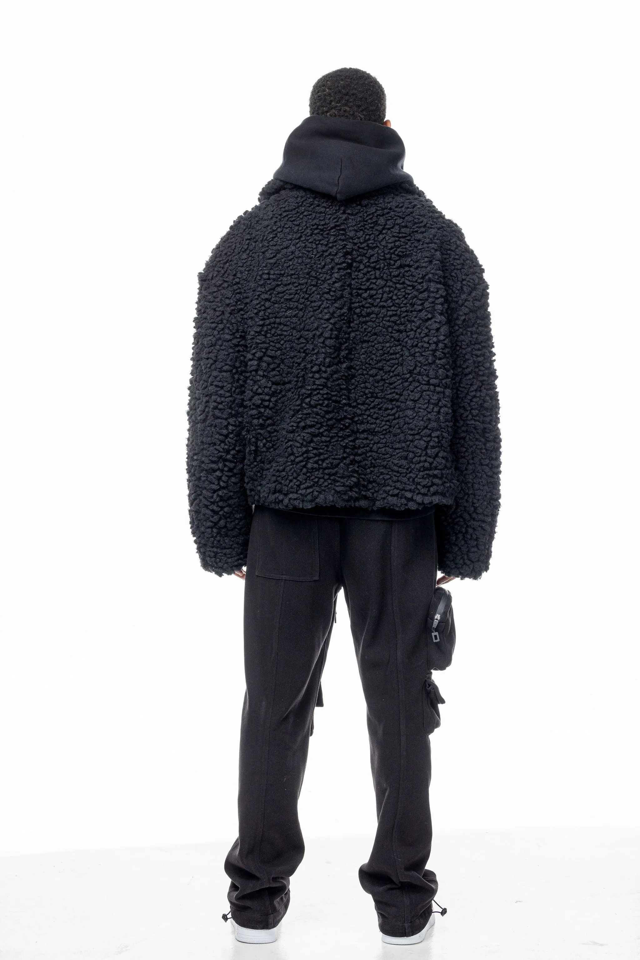 Black 'Sherpa' Oversized Jacket
