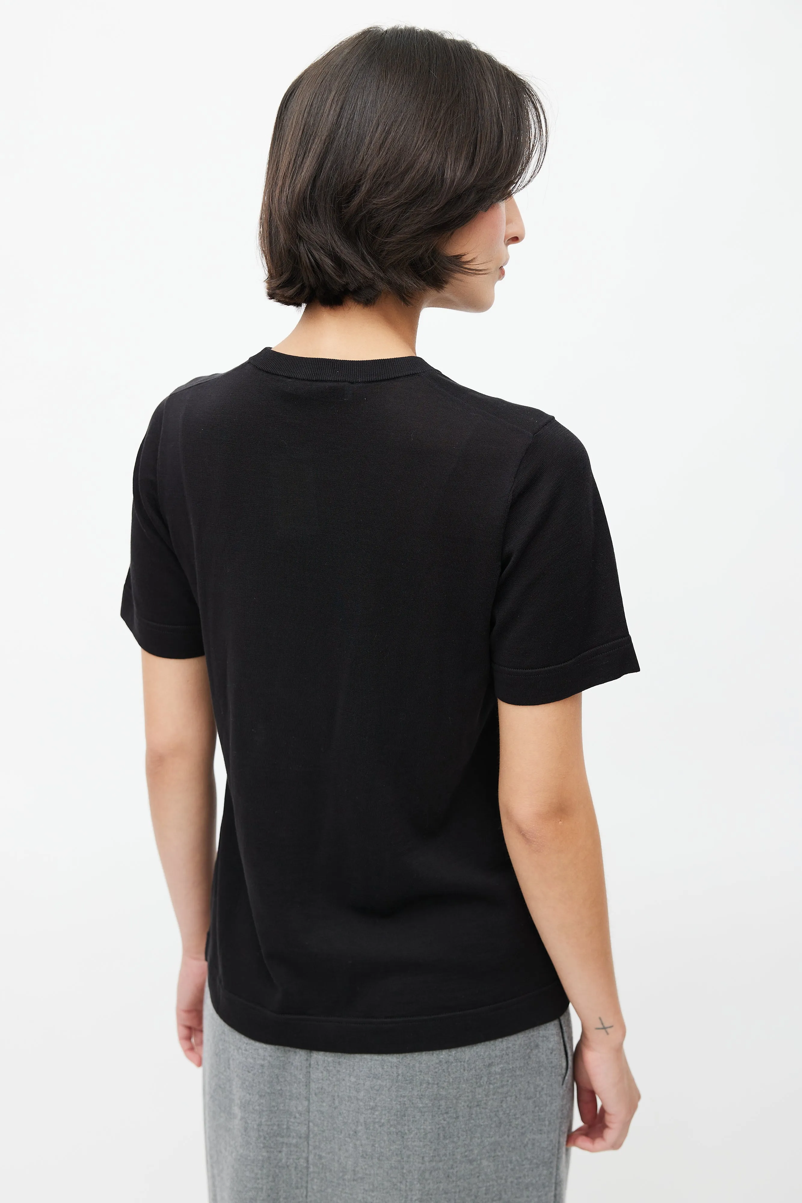 Black Silk Knit Top