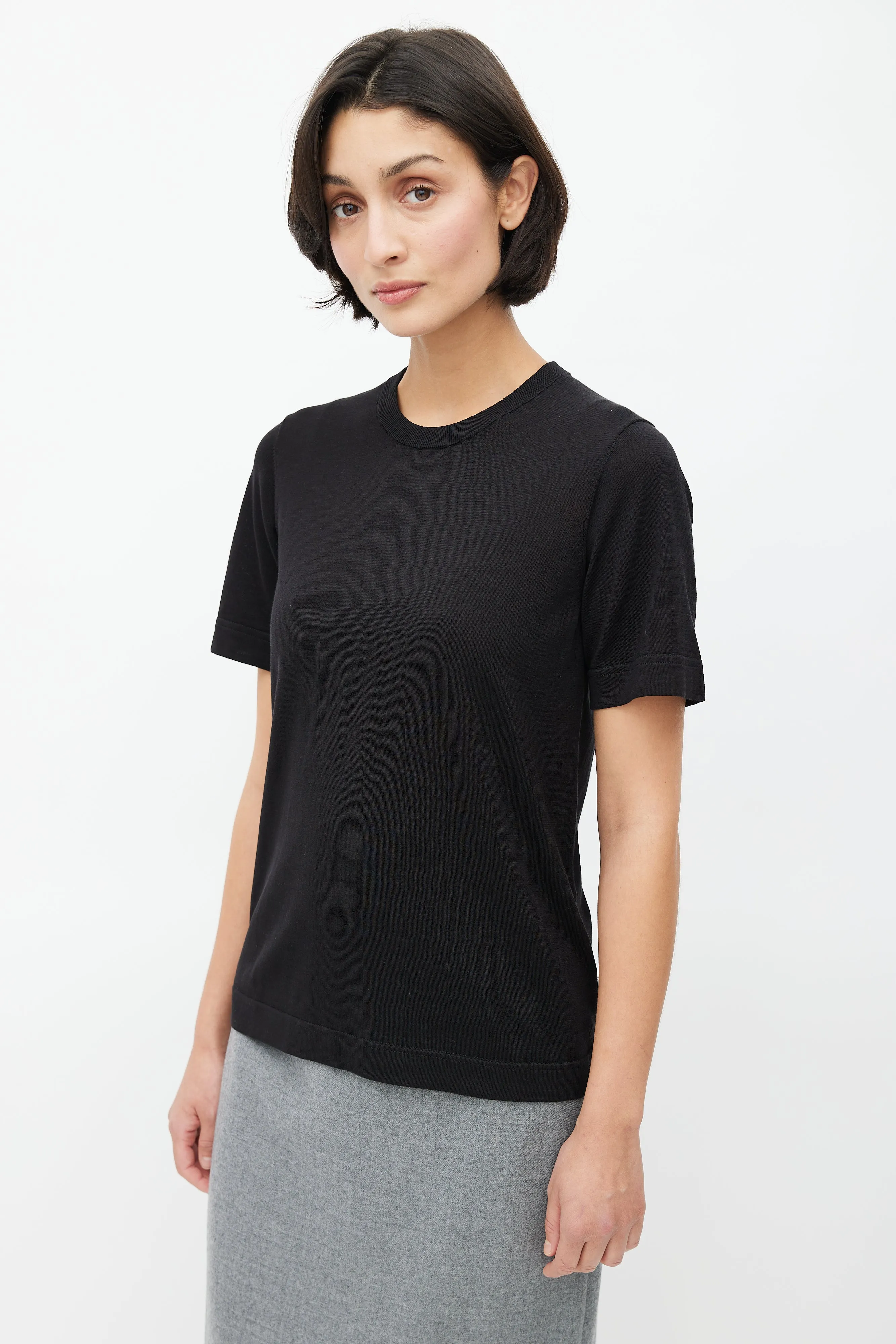 Black Silk Knit Top