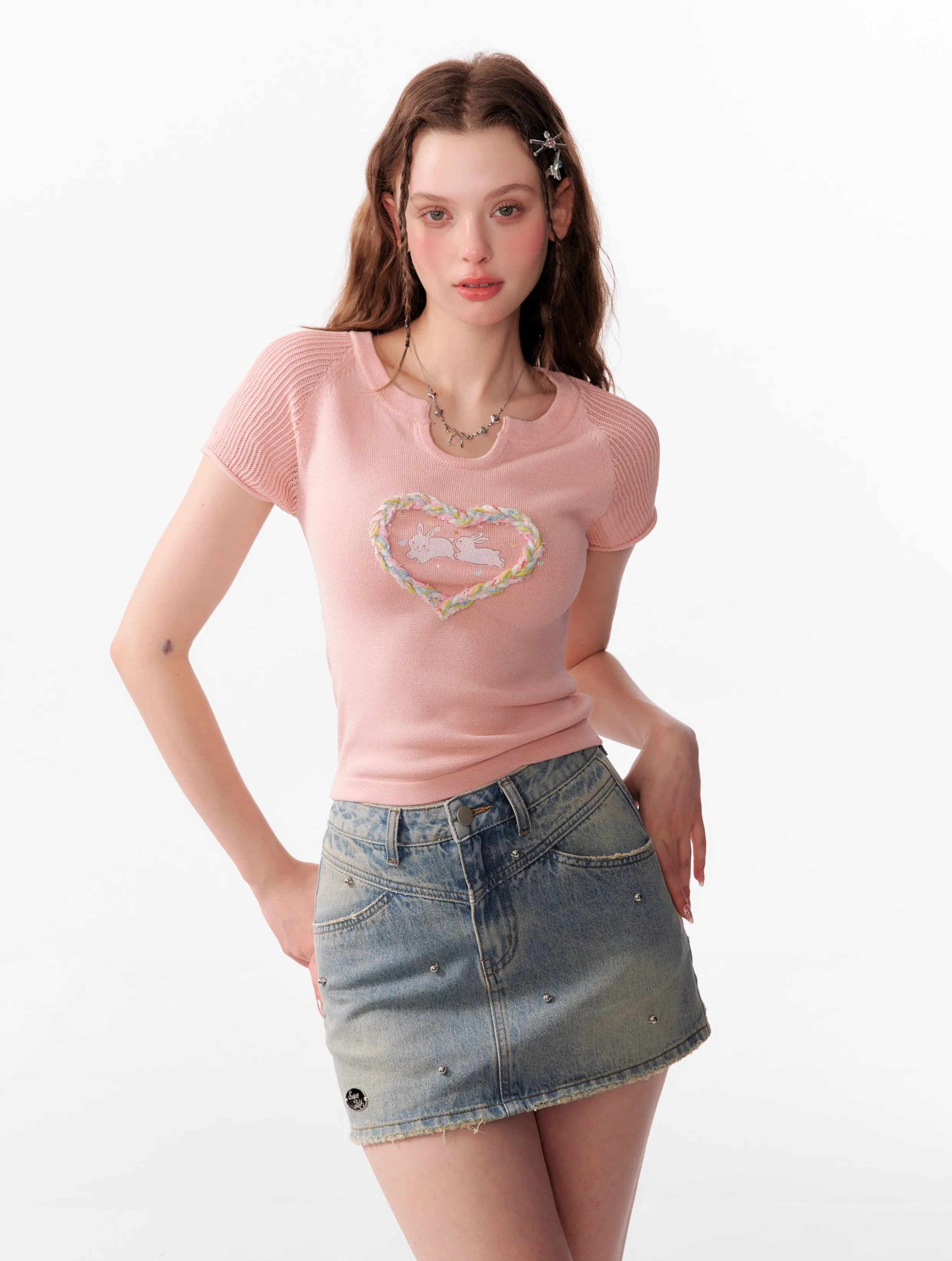 Braided Heart Knit Top