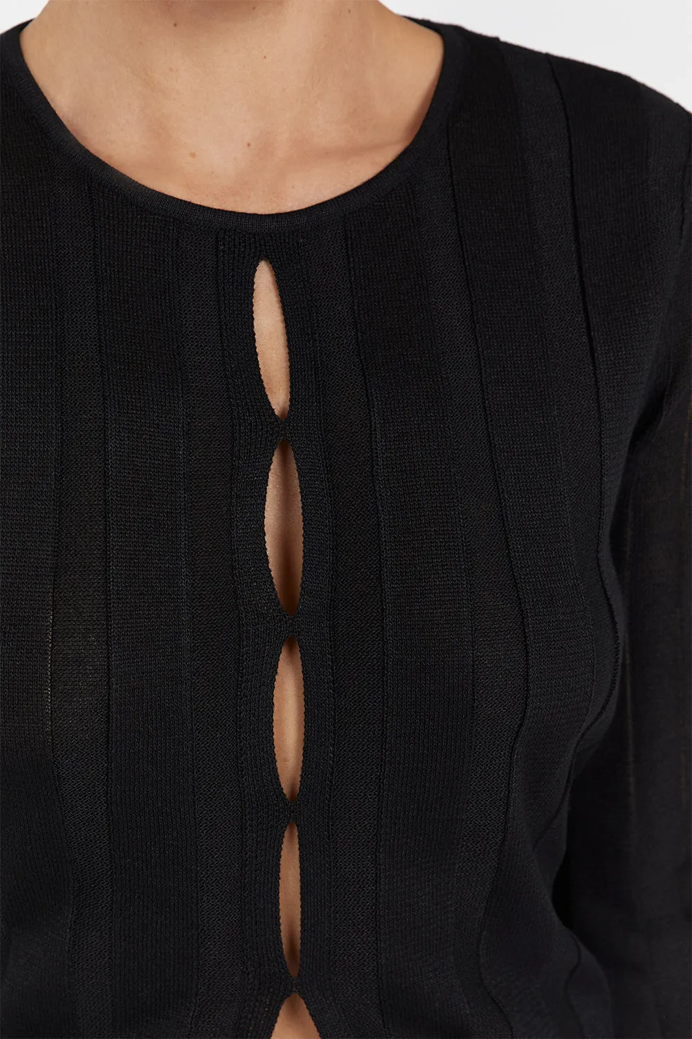 BRONSON BLACK LONG SLEEVE KNIT TOP