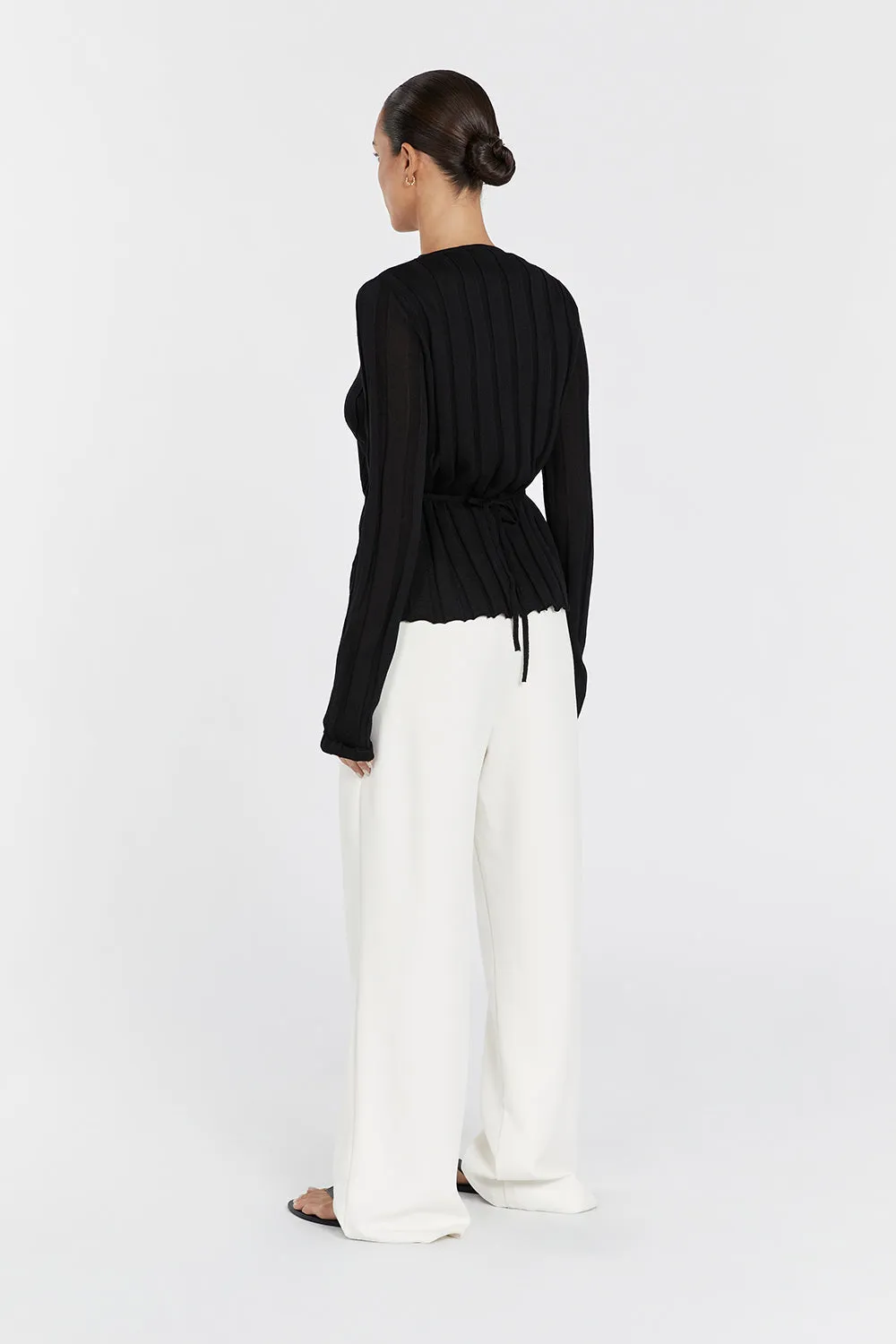BRONSON BLACK LONG SLEEVE KNIT TOP